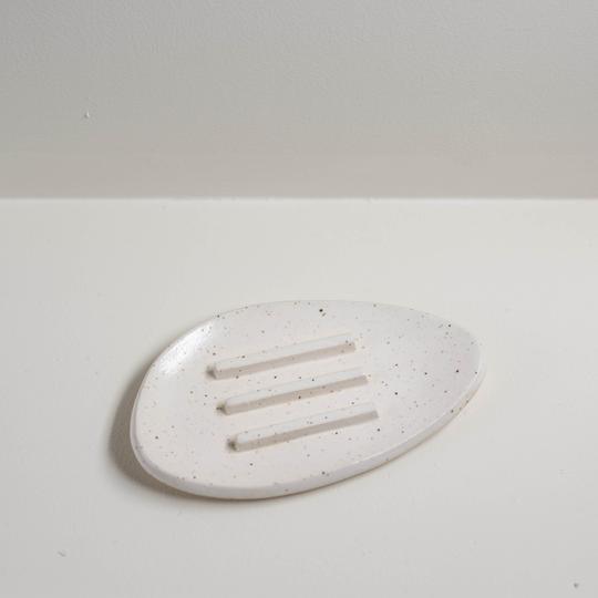 Savon artisanal et son porte-savon en céramique - Oursin fleurs